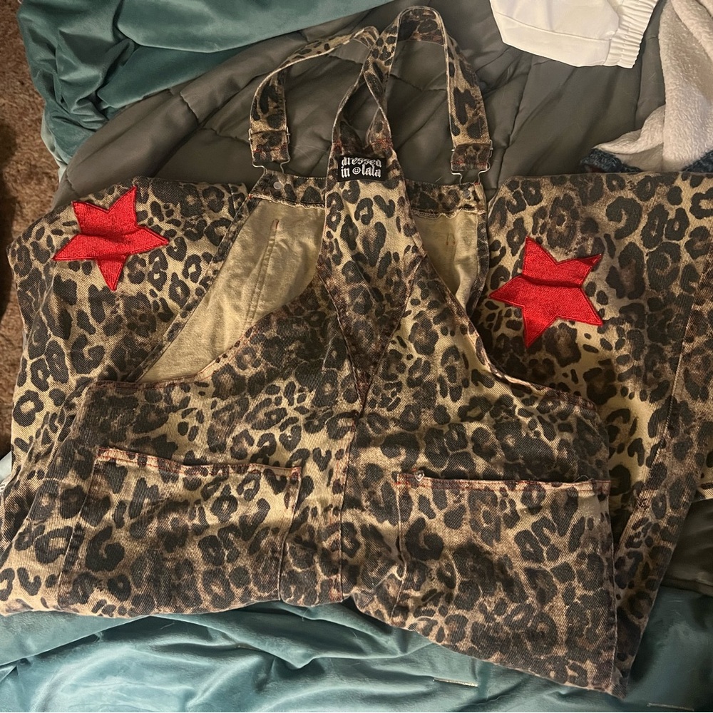 Dressed in LALA Leopard Print Jumpsuit with Red Stars